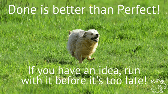 Cute Dog running - Done is better than Perfect! Run with your ideas before it's too late