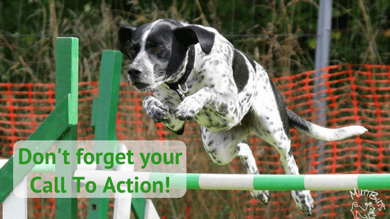 Dog jumping, call to action