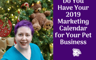 Purple Hair lady in front of Christmas Tree
