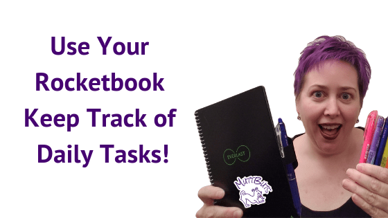 Purple Hair Lady with Rocketbook Bullet Journal